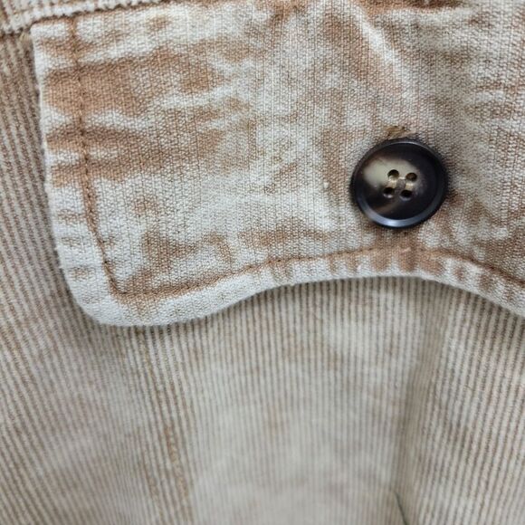 BIBI Courdoroy Button Up Shirt Jacket Distressed Tan NWT XL Pockets - Picture 7 of 9